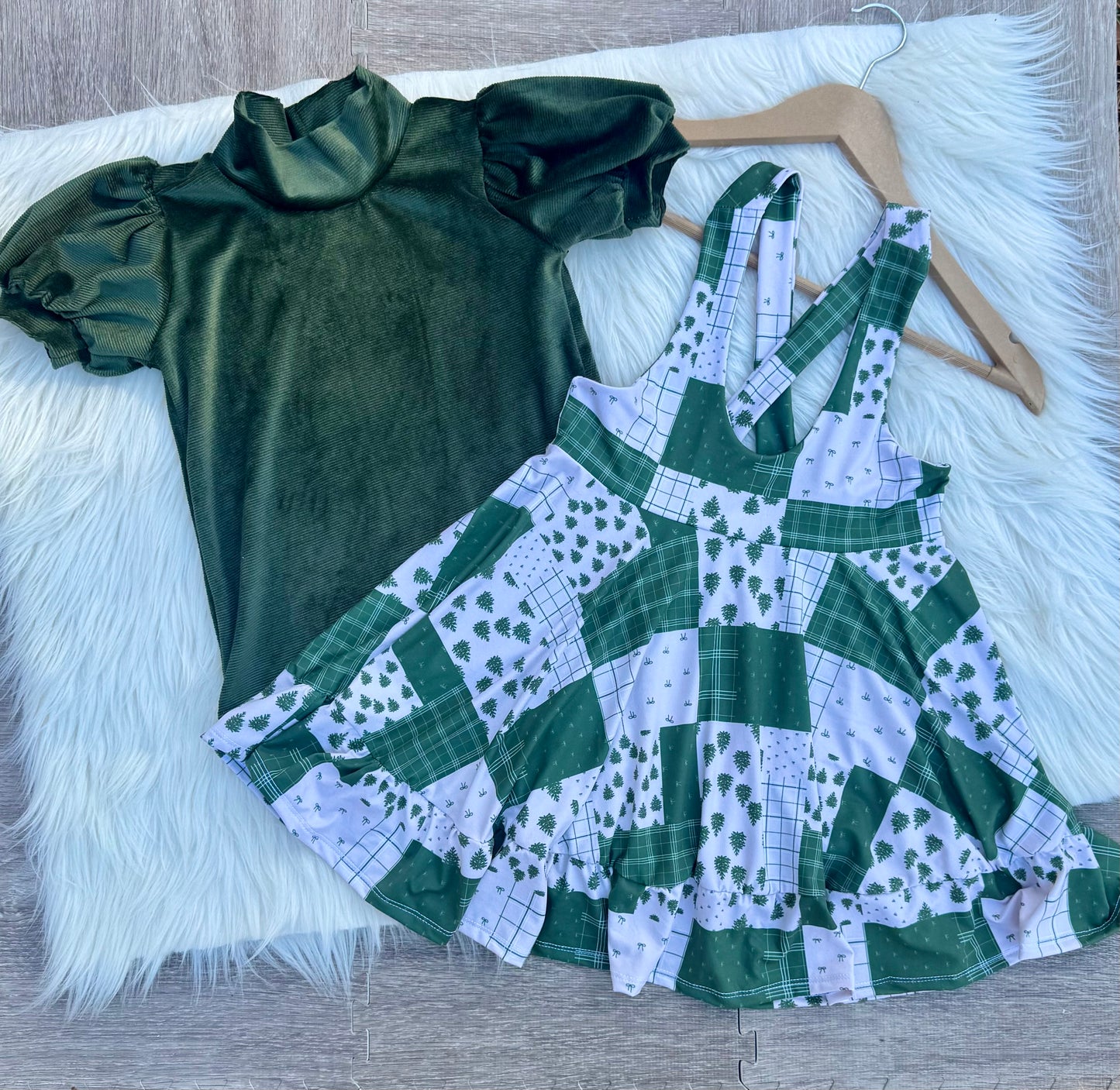 Mira Mini w/ added Ruffle and Blythe Mock Neck w/ short bishop sleeve-5T