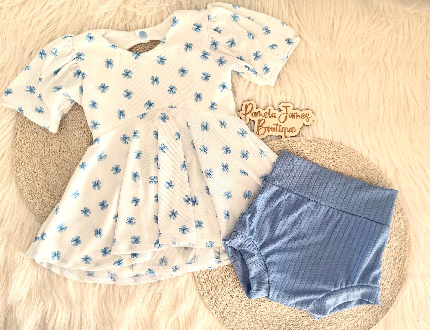 Ainsley Peplum w/Puff Sleeves & Bummies-4T