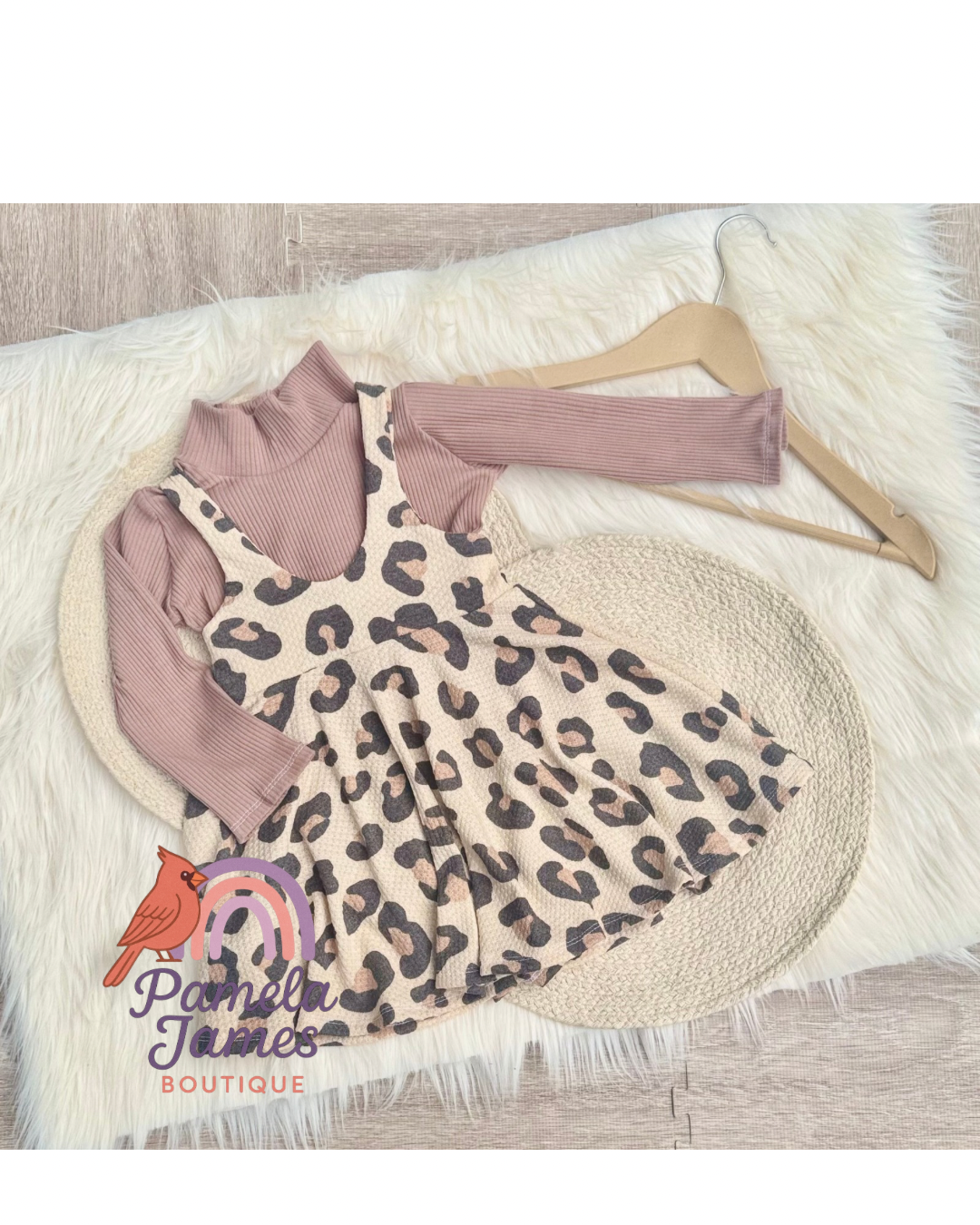 RTS Mock Neck & Pinafore Dress Set-3T