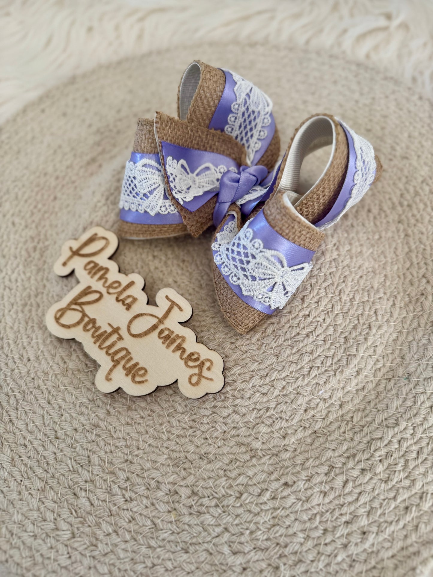 Lilac Burlap Ribbon Bow