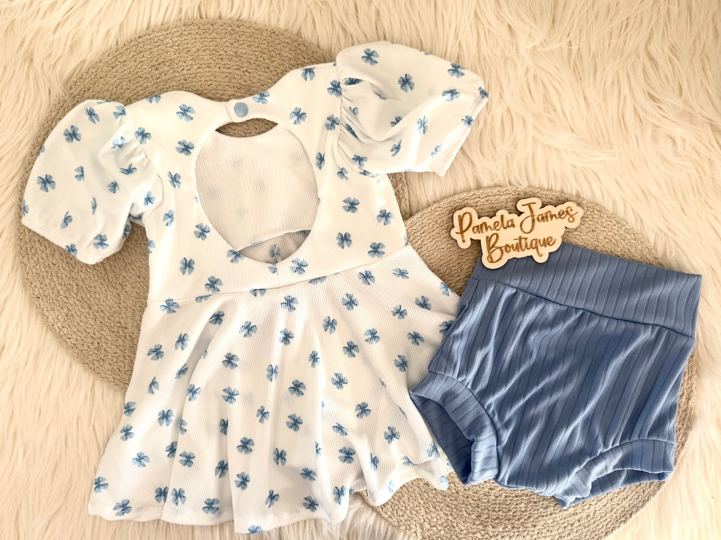 Ainsley Peplum w/Puff Sleeves & Bummies-4T