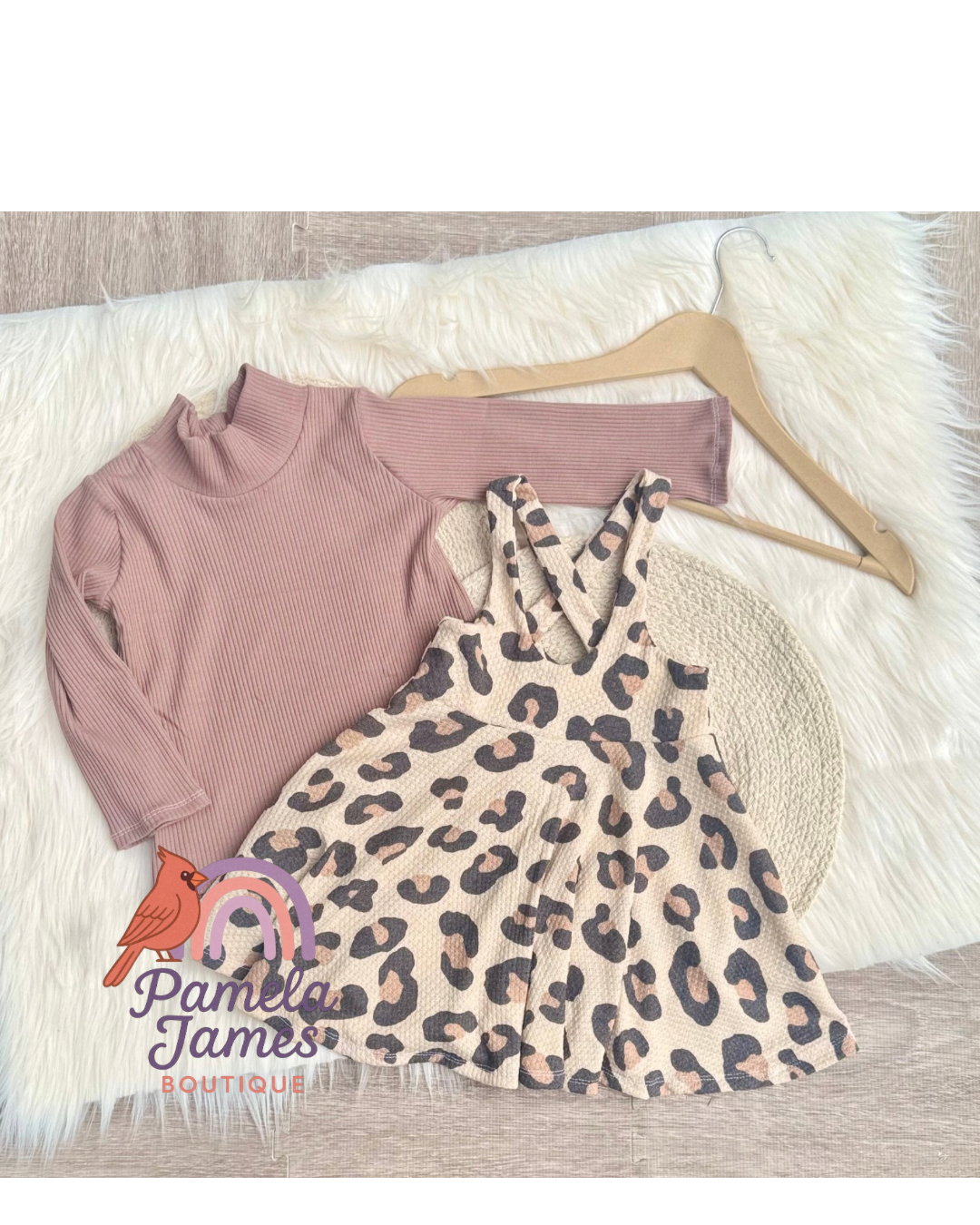 RTS Mock Neck & Pinafore Dress Set-3T