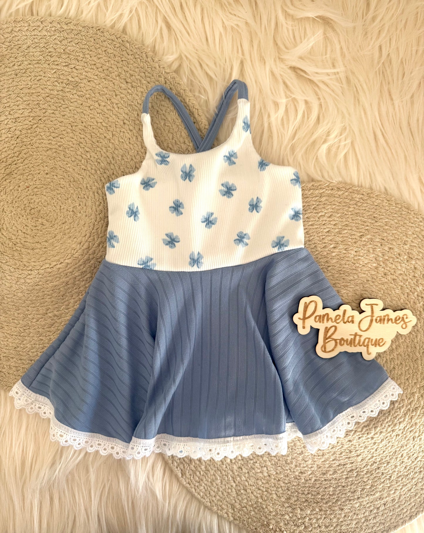 Brielle Cross Back Bodysuit w/Circle Skirt & added trim-9/12M